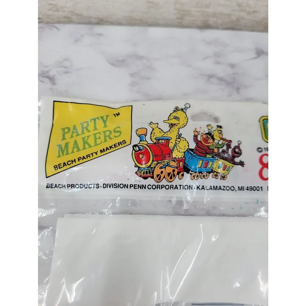 Sesame Street Happy Birthday Party Favor Treat Bags - White Vintage 90s